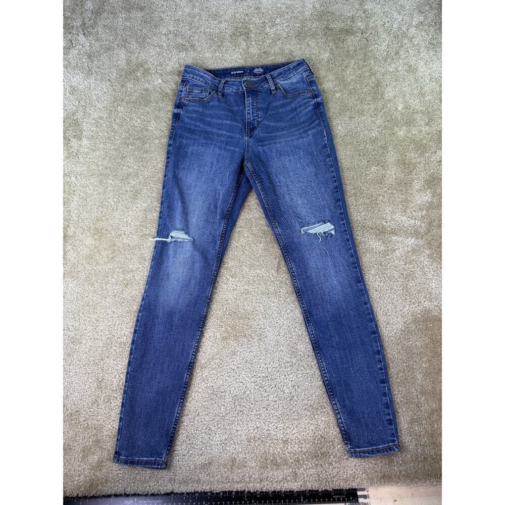 Old Navy High Rise Rockstar Super Skinny Blue Jeans Size 6 Distressed C436